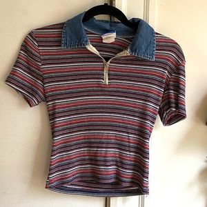 Vintage denim collar crop top